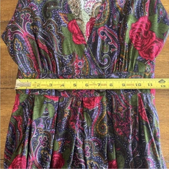 VTG Betsy’s Things Midi Dress Colorful Floral Sleeveless Deep V-Neck Sz Unknown - Picture 8 of 13